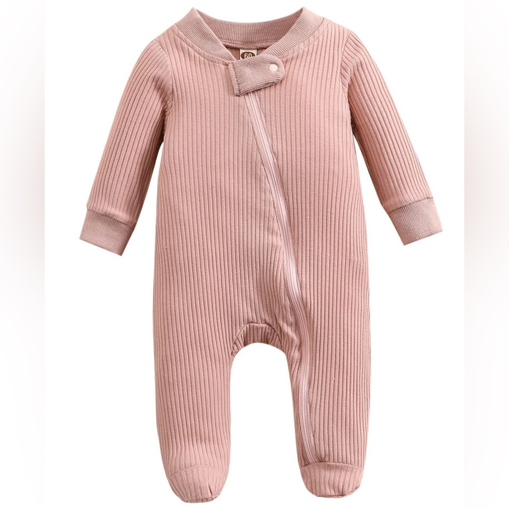 Cozy Pink Ribbed Kids One Piece